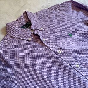 Ralph Lauren Shirt Men Sz S Big Oxford Colth Plaid Dress Casual 100% Cotton